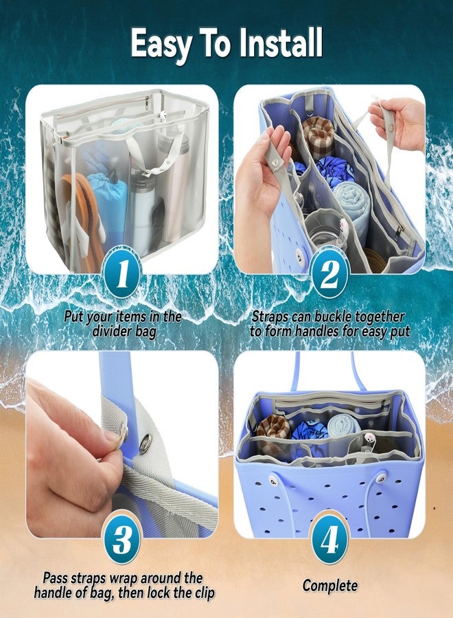 lipmo Beach Bag Organizer Insert for X Large Bogg Bag Accessories, Original Lightweight Mesh Divider Storage Bag Suitable for XL Bogg Bag, Beach Tote Bag Organizer Insert Inner Bags (Gray) - Image 3